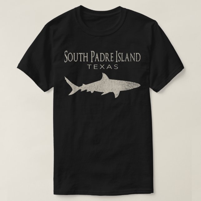 Retro South Padre Island TX Shark  T Shirt (Design framsida)