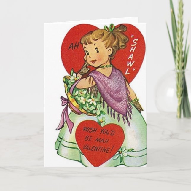 Retro Southern Belle Valentine Day Card Helgkort (Framsida)
