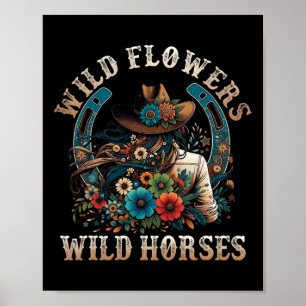 Retro Southern Sunset Cowgirl Vild Flowers - Vild Poster