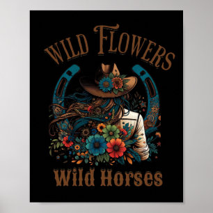 Retro Southern Sunset Cowgirl Vild Flowers - Vild Poster
