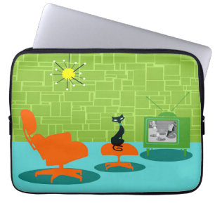 Retro Space Age Kattunge Laptop sleeve