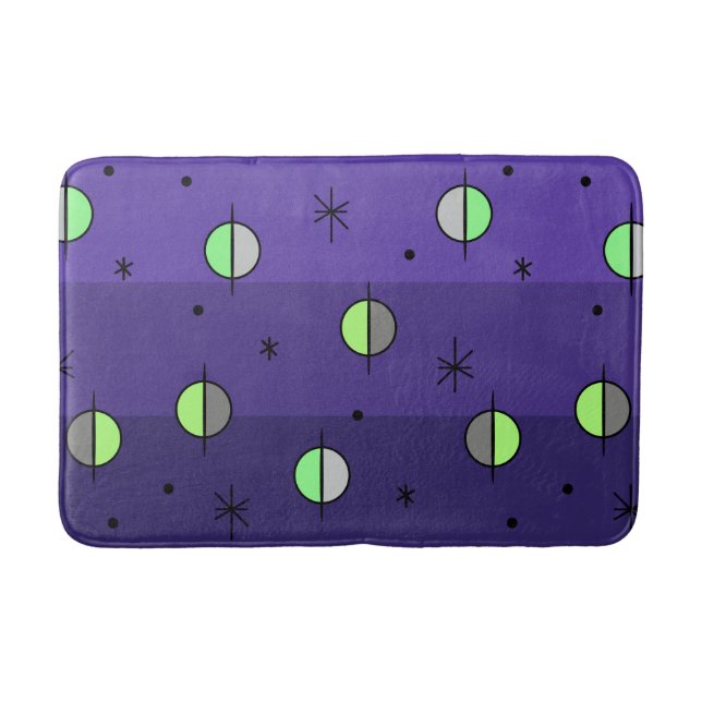 Retro Space Age Planets Stars Indigo Badrumsmatta (Framsidan)