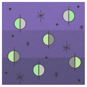 Retro Space Age Planets Stars Indigo Tyg