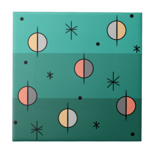 Retro Space Age Planets Stars Turcos Kakelplatta