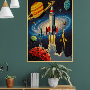 Retro Space Age-prospektering Poster med Futuristi