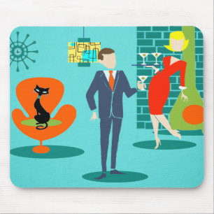 Retro Space Age Tecknad par Mousepad Musmatta