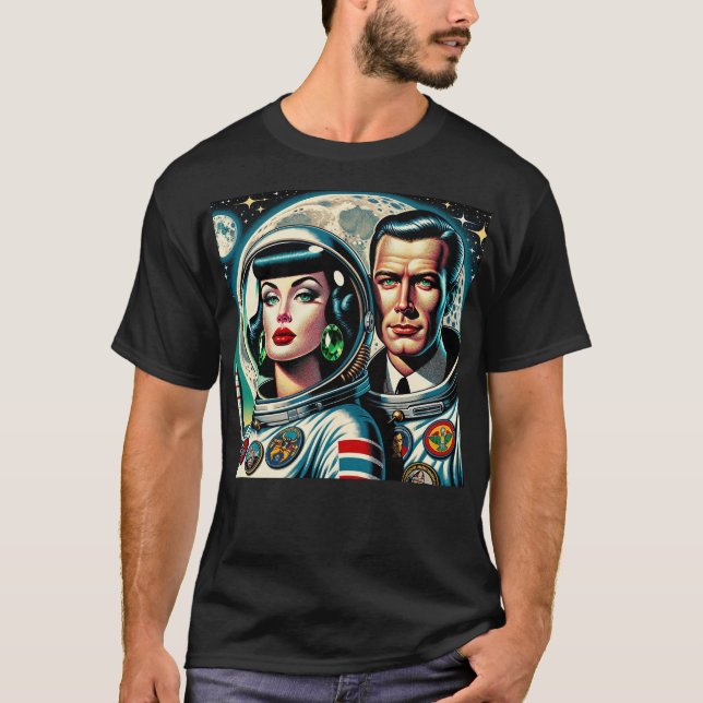 Retro Space Astronauts T Shirt (Framsida)