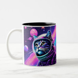 Retro Space Cat Mugg - Vaporwave Galaxy Kattunge K