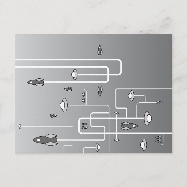 Retro Space-flygning Vykort (Framsida)
