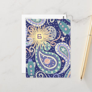 Retro Space Galaxy Birthday Card Vykort