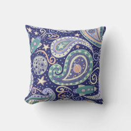 Retro Space Galaxy Paisley Design Kudde