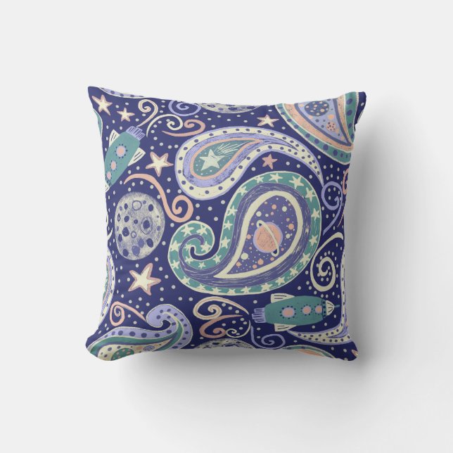 Retro Space Galaxy Paisley Design Kudde (Framsida)