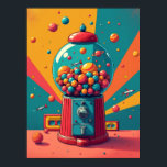 Retro Space Gumball Maskin : Pop Art Poster<br><div class="desc">I hjärtat av denna sjudande teckning ljuger den Cosmiska Gumball Maskin, en portal till en värld där retro nostalgia kolliderar med universums underverk. Det här är inte bara vilken gumboll som helst, maskin. Det är en fantastisk pop Art-skulptur, som har bildats som ett solsystem i godis-färgad. Inuti sin eleganta, futuristiska-glob...</div>