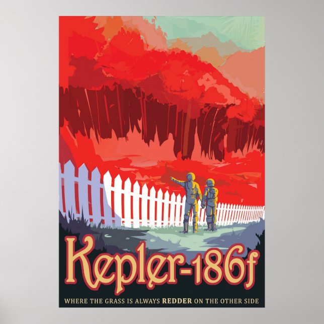 Retro Space Poster av Kepler-186f. (Framsidan)
