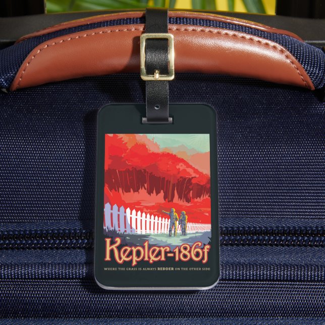 Retro Space Poster av Kepler-186f. Bagagebricka (Framsida Insitu 2)