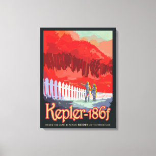 Retro Space Poster av Kepler-186f. Canvastryck