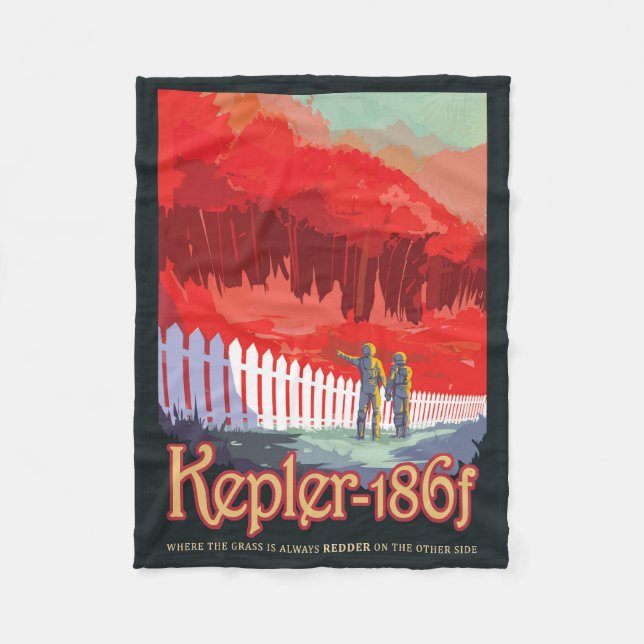 Retro Space Poster av Kepler-186f. Fleecefilt (Framsidan)