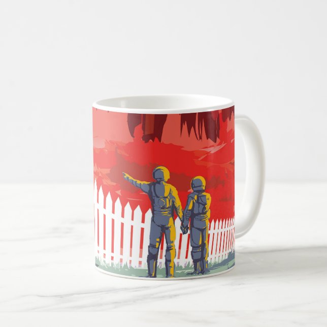 Retro Space Poster av Kepler-186f. Kaffemugg (Framsida höger)