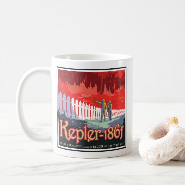 Retro Space Poster av Kepler-186f. Kaffemugg (Med munk)