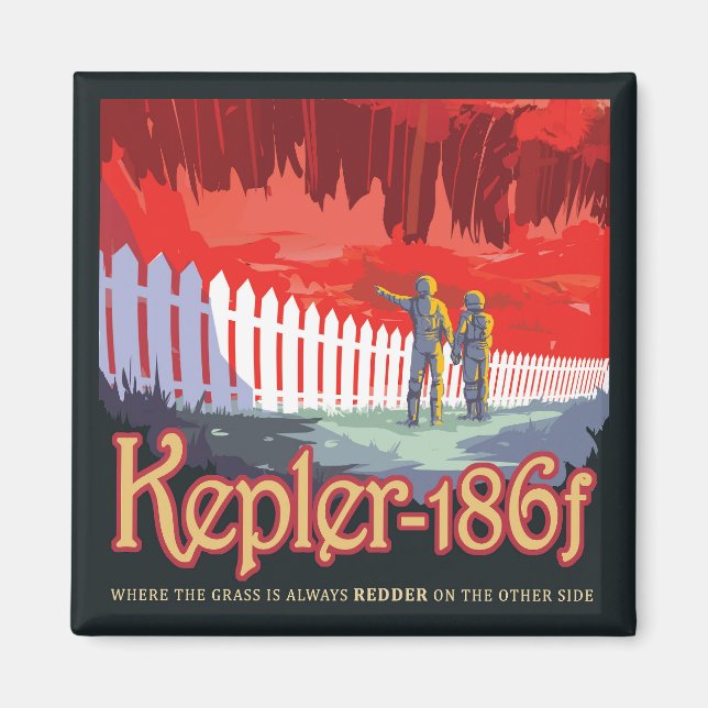 Retro Space Poster av Kepler-186f. Magnet (Framsidan)