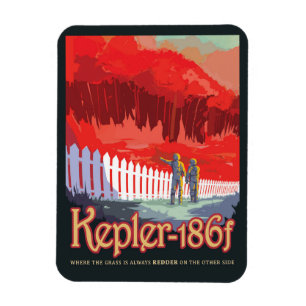 Retro Space Poster av Kepler-186f. Magnet