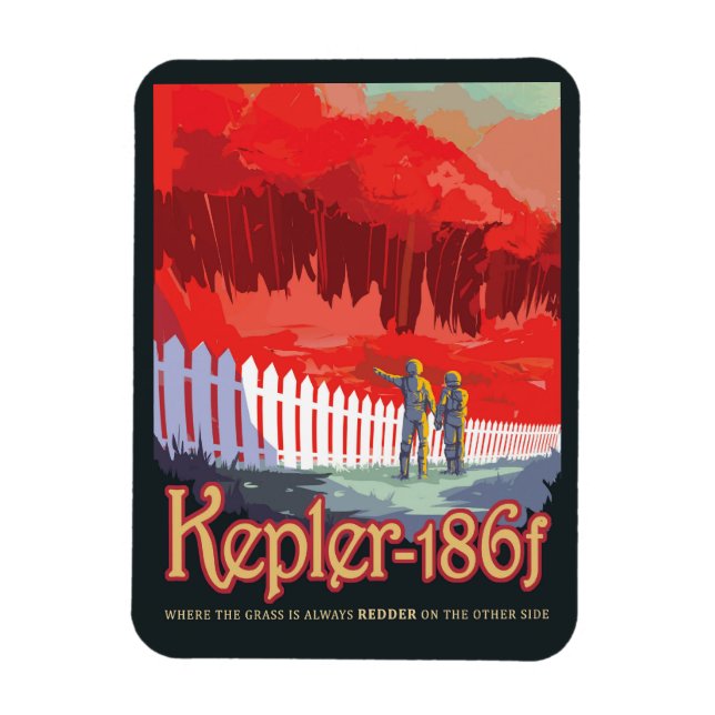 Retro Space Poster av Kepler-186f. Magnet (Vertikal)