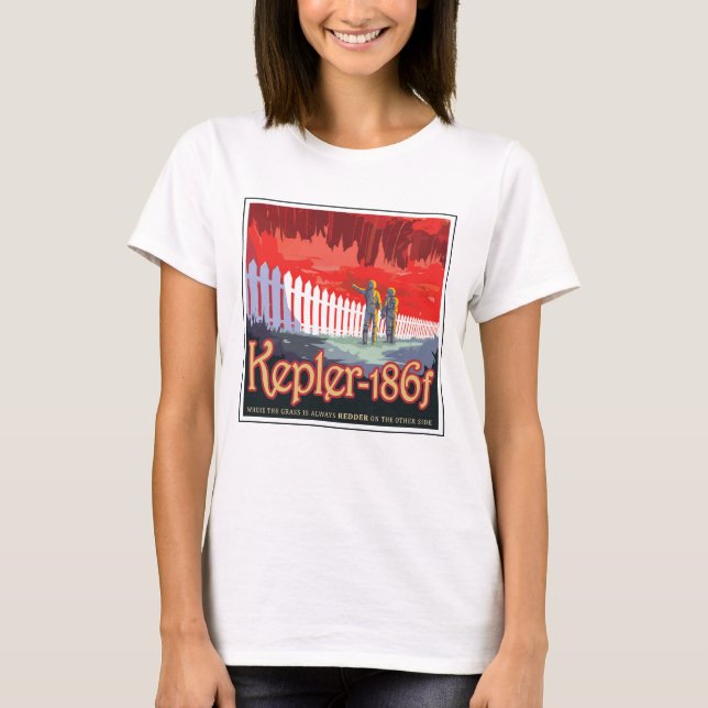 Retro Space Poster av Kepler-186f. T Shirt (Framsida)