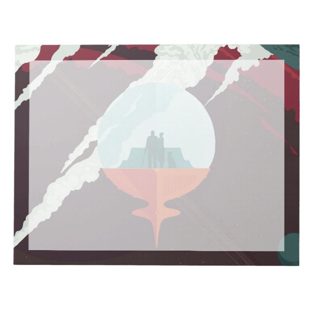 Retro Space Poster-Cassini Uppdrag till mättnad Anteckningsblock (Framsida)