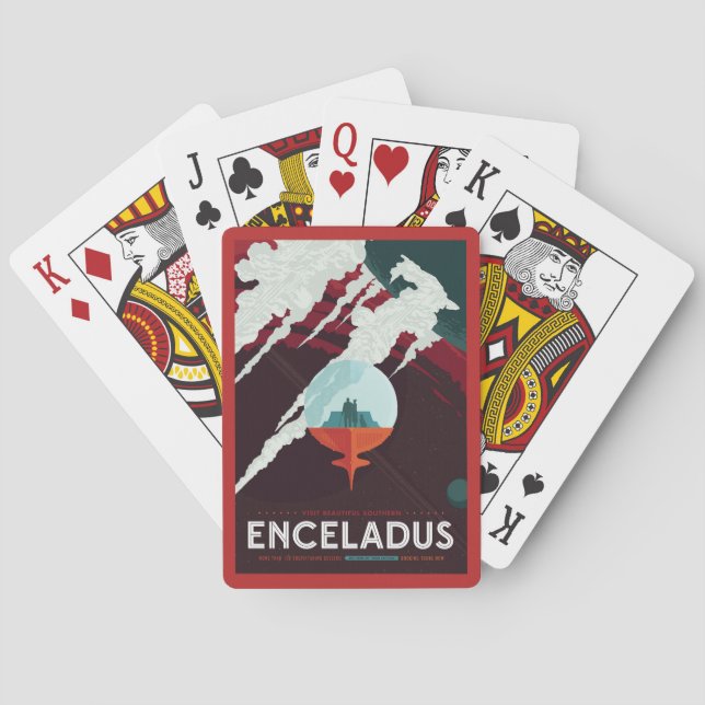 Retro Space Poster-Cassini Uppdrag till mättnad Casinokort (Baksidan)