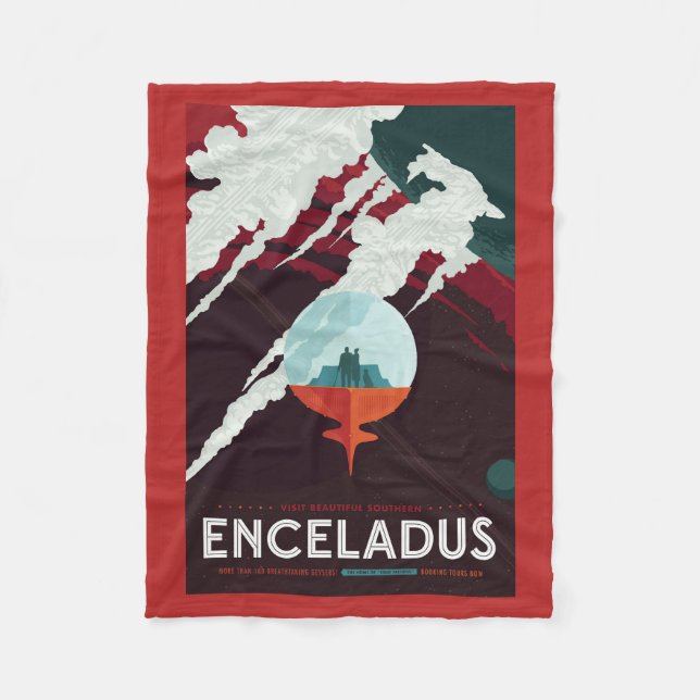 Retro Space Poster-Cassini Uppdrag till mättnad Fleecefilt (Framsidan)