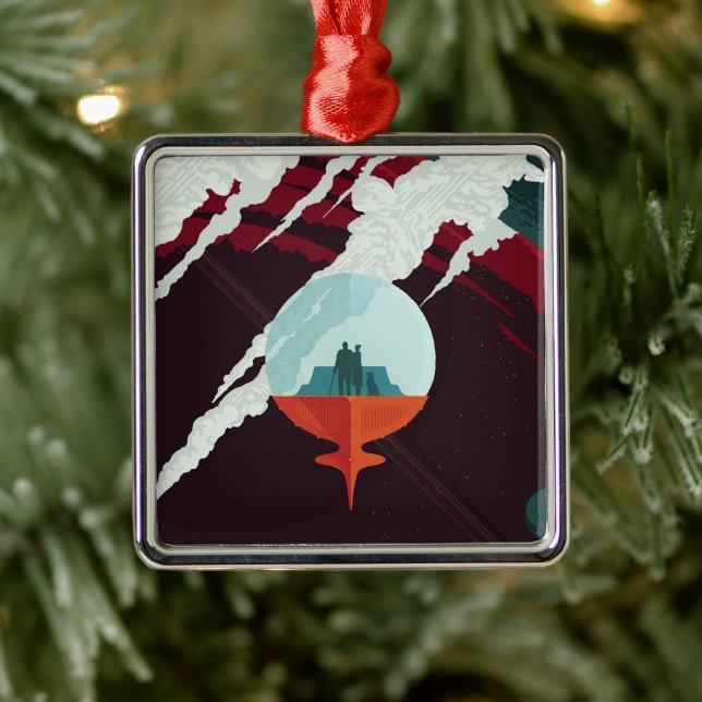 Retro Space Poster-Cassini Uppdrag till mättnad Julgransprydnad Metall (Träd)