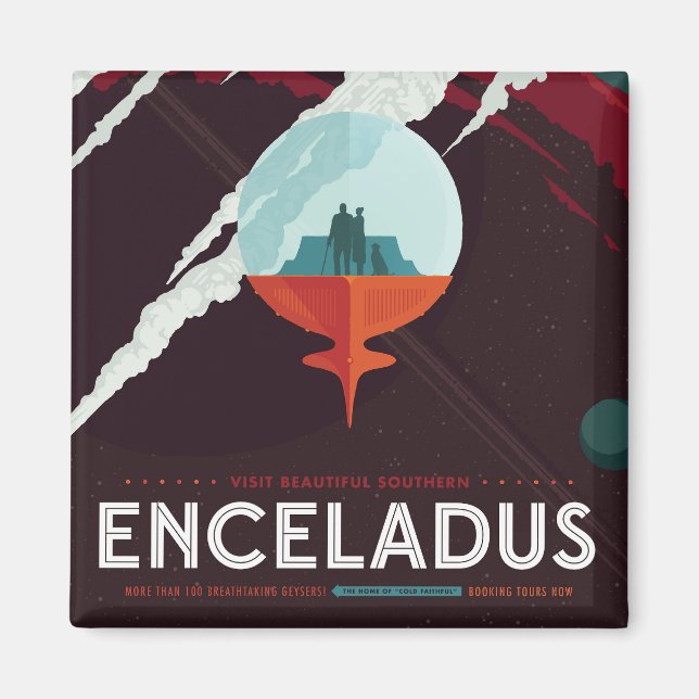 Retro Space Poster-Cassini Uppdrag till mättnad Magnet (Framsidan)