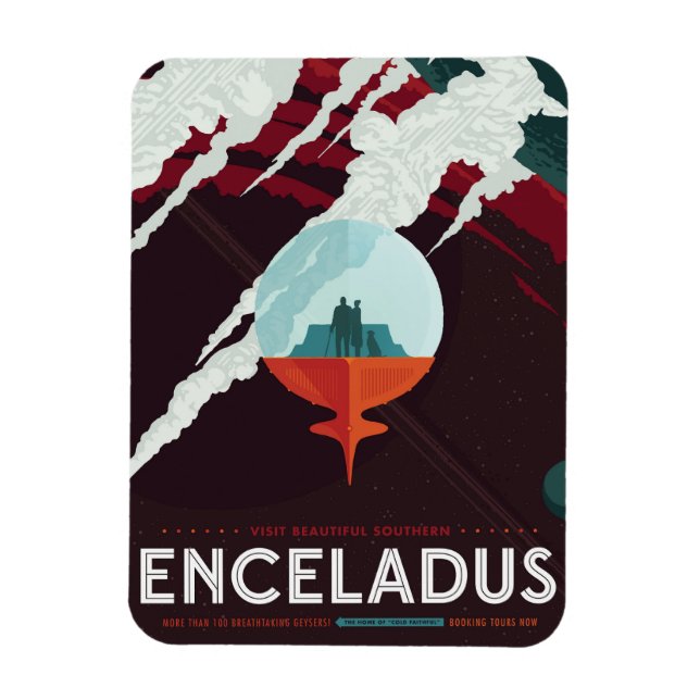 Retro Space Poster-Cassini Uppdrag till mättnad Magnet (Vertikal)