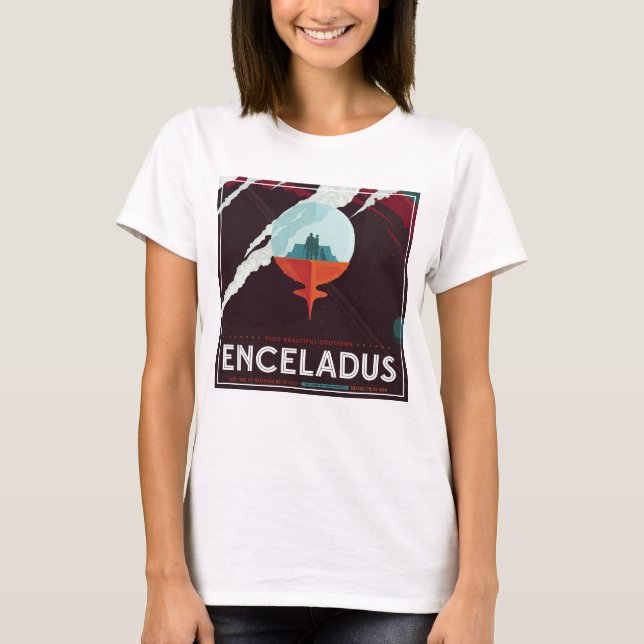 Retro Space Poster-Cassini Uppdrag till mättnad T Shirt (Framsida)