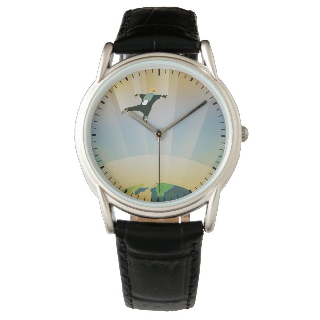 Retro Space Poster en Toppens grovhet Armbandsur (Framsida)