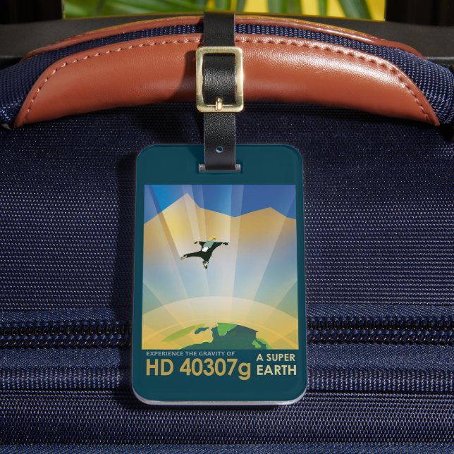 Retro Space Poster en Toppens grovhet Bagagebricka (Framsida Insitu 2)