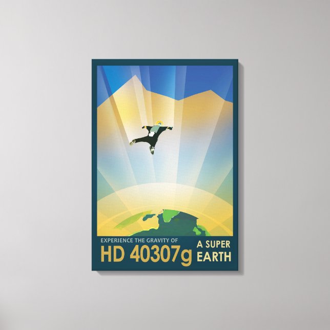 Retro Space Poster en Toppens grovhet Canvastryck (Framsida)