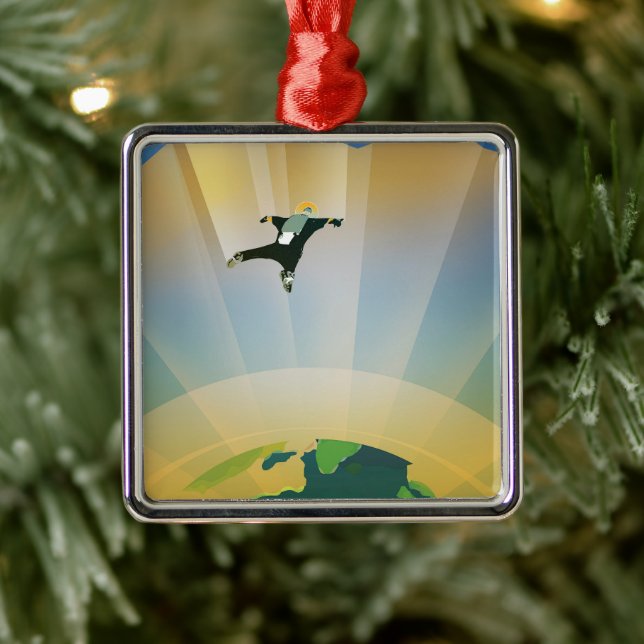 Retro Space Poster en Toppens grovhet Julgransprydnad Metall (Träd)