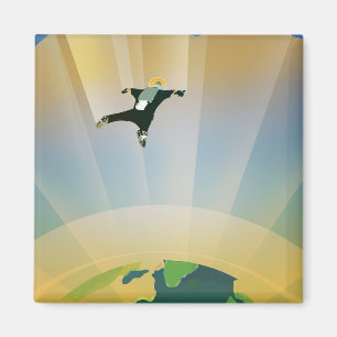 Retro Space Poster en Toppens grovhet Magnet