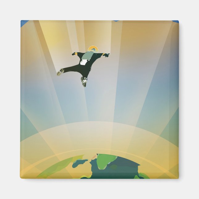 Retro Space Poster en Toppens grovhet Magnet (Framsidan)