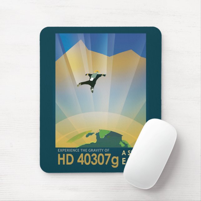 Retro Space Poster en Toppens grovhet Musmatta (Med mus)