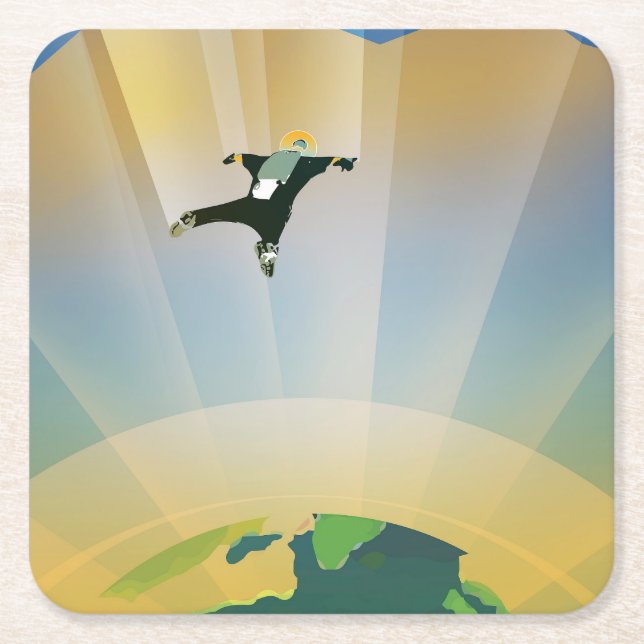 Retro Space Poster en Toppens grovhet Underlägg Papper Kvadrat (Framsidan)