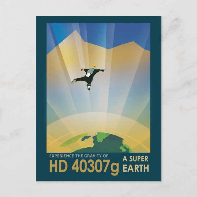 Retro Space Poster en Toppens grovhet Vykort (Framsida)