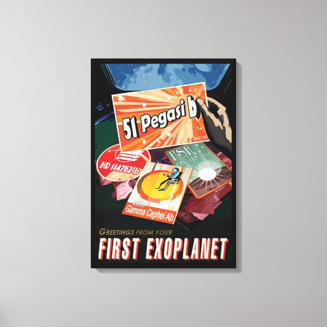 Retro Space Poster-Exoplanet Discovery 51 Pegasi B Canvastryck (Framsida)