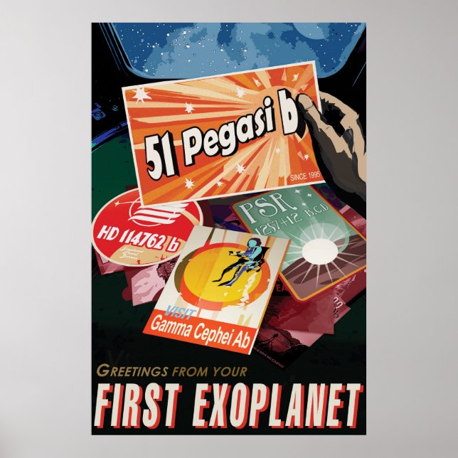 Retro Space Poster-Exoplanet Discovery 51 Pegasi B Poster (Framsidan)