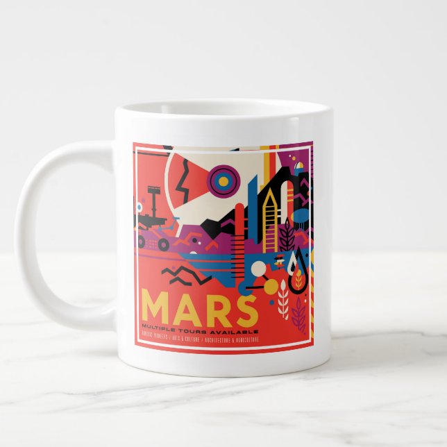Retro Space Poster - Mars Exploration Program. Jumbo Mugg (Vänster)