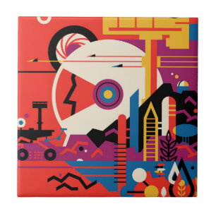 Retro Space Poster - Mars Exploration Program. Kakelplatta