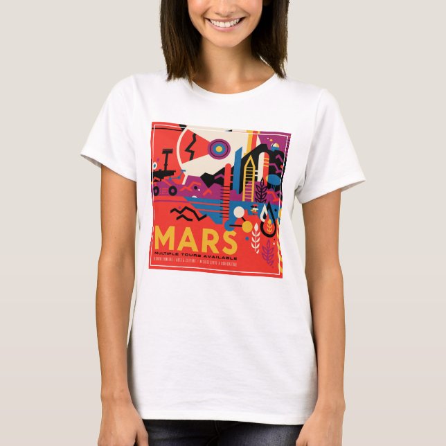 Retro Space Poster - Mars Exploration Program. T Shirt (Framsida)
