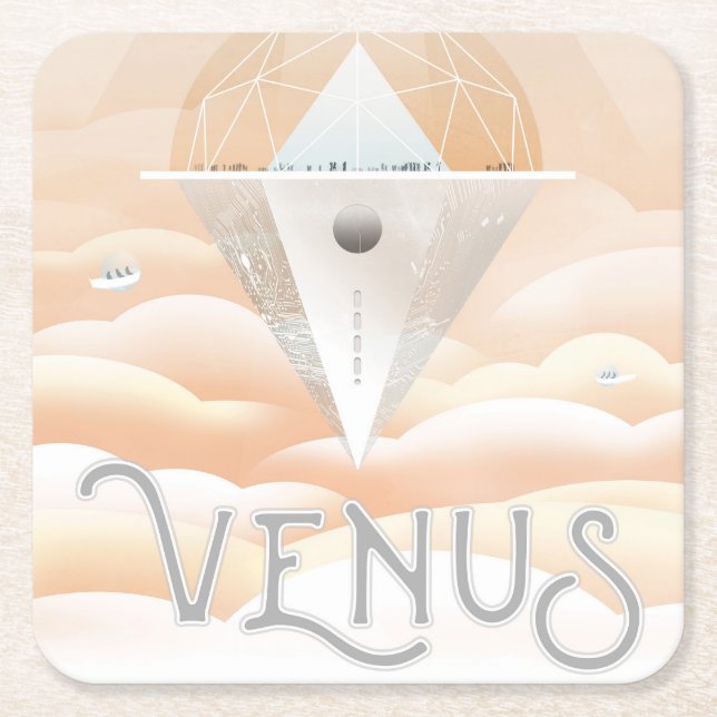 Retro Space Poster-observatoriet i solsystemet Underlägg Papper Kvadrat (Framsidan)