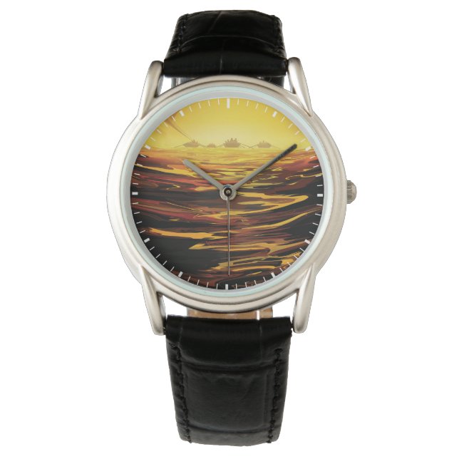 Retro Space Poster-Saturns största Måne, Titan. Armbandsur (Framsida)